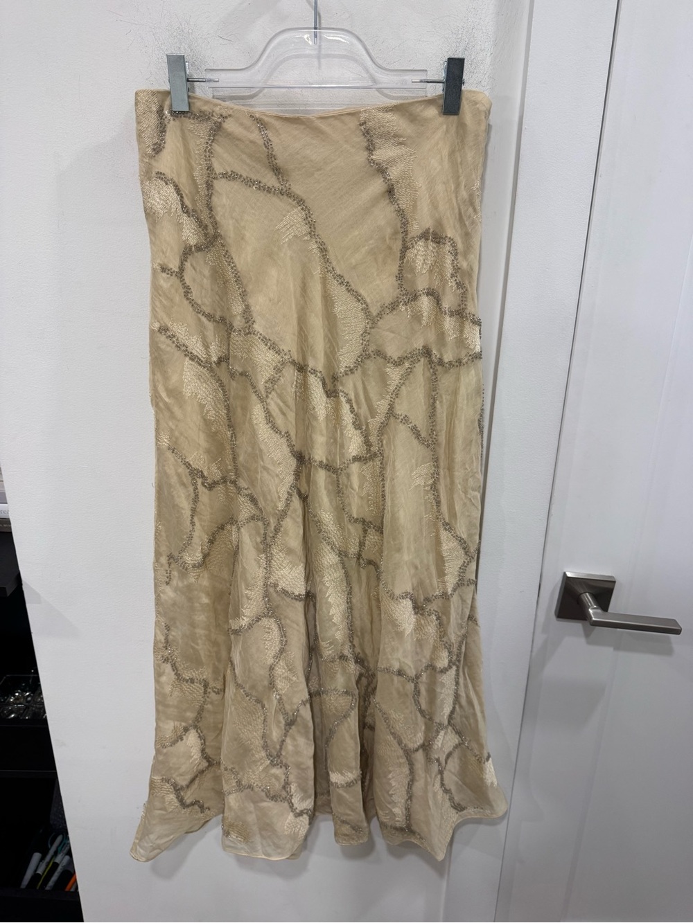 Zara Beige Patterned Maxi Skirt